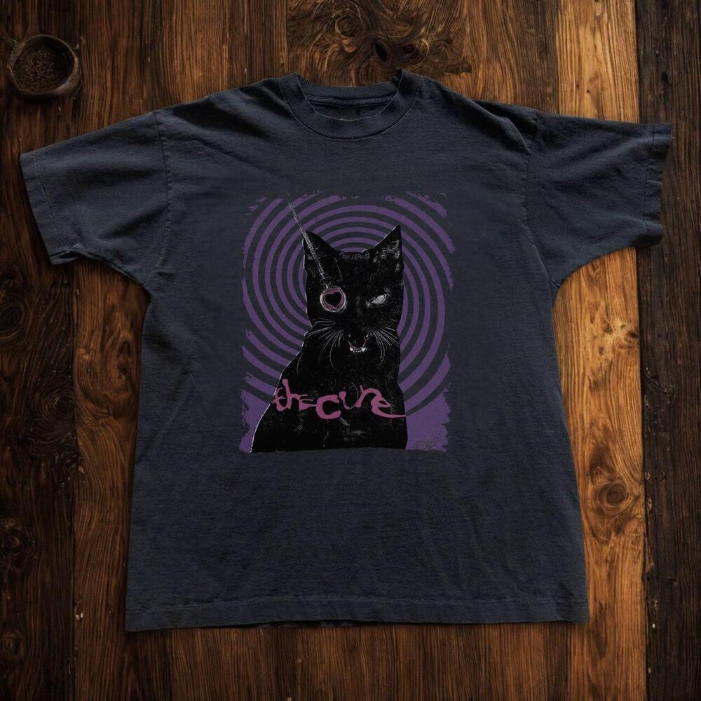The Cure Cat Tee - Black And Purple Cotton Streetwear Tee